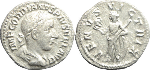 Ancient Roman silver coin of Gordian III minted in Rome in 240 AD - VENVS VICTRIX